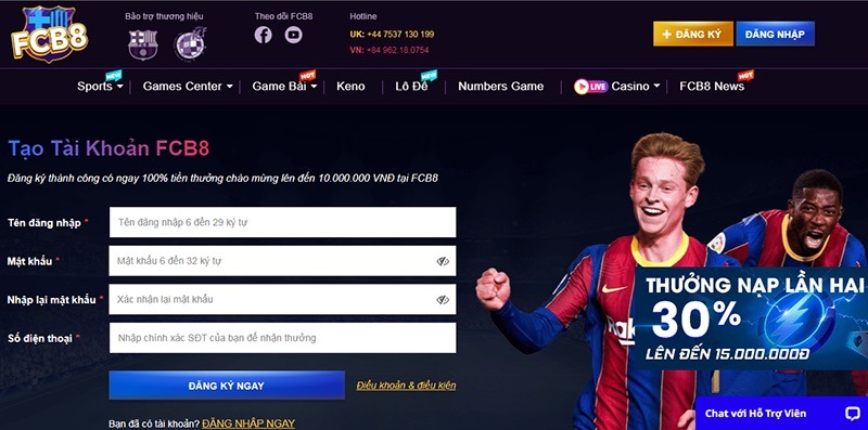 Hướng dẫn đăng ký FCB8 chi tiết các bước cho người mới 3 Đăng Ký Tài Khoản Fcb8 Nhưng Lâu Không Đăng Nhập Tài Khoản Không Bị Khóa